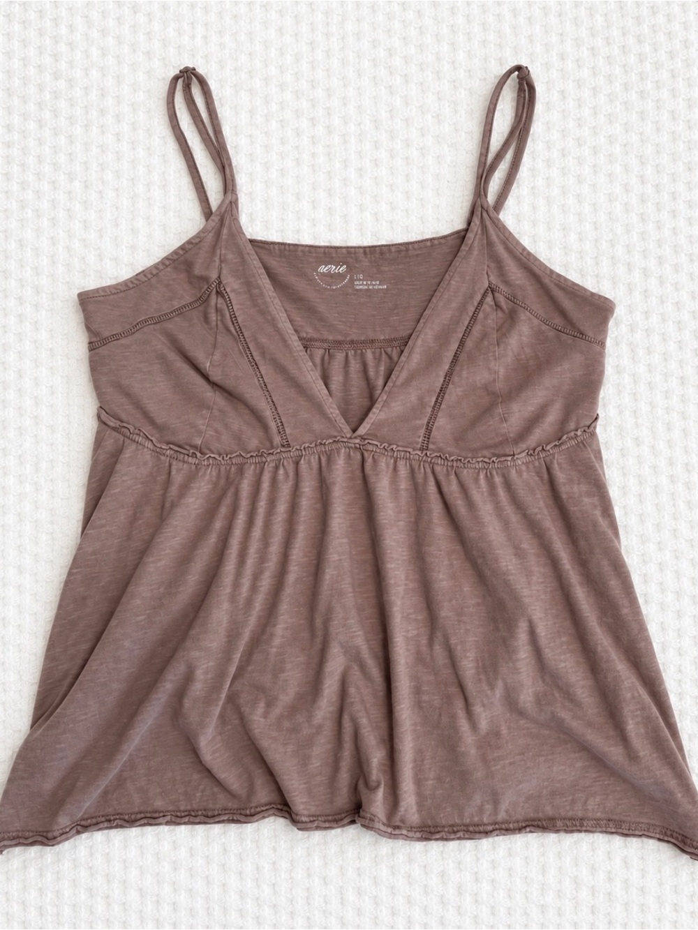 aerie Mauve Brown V-Neck Double Strap Cami
